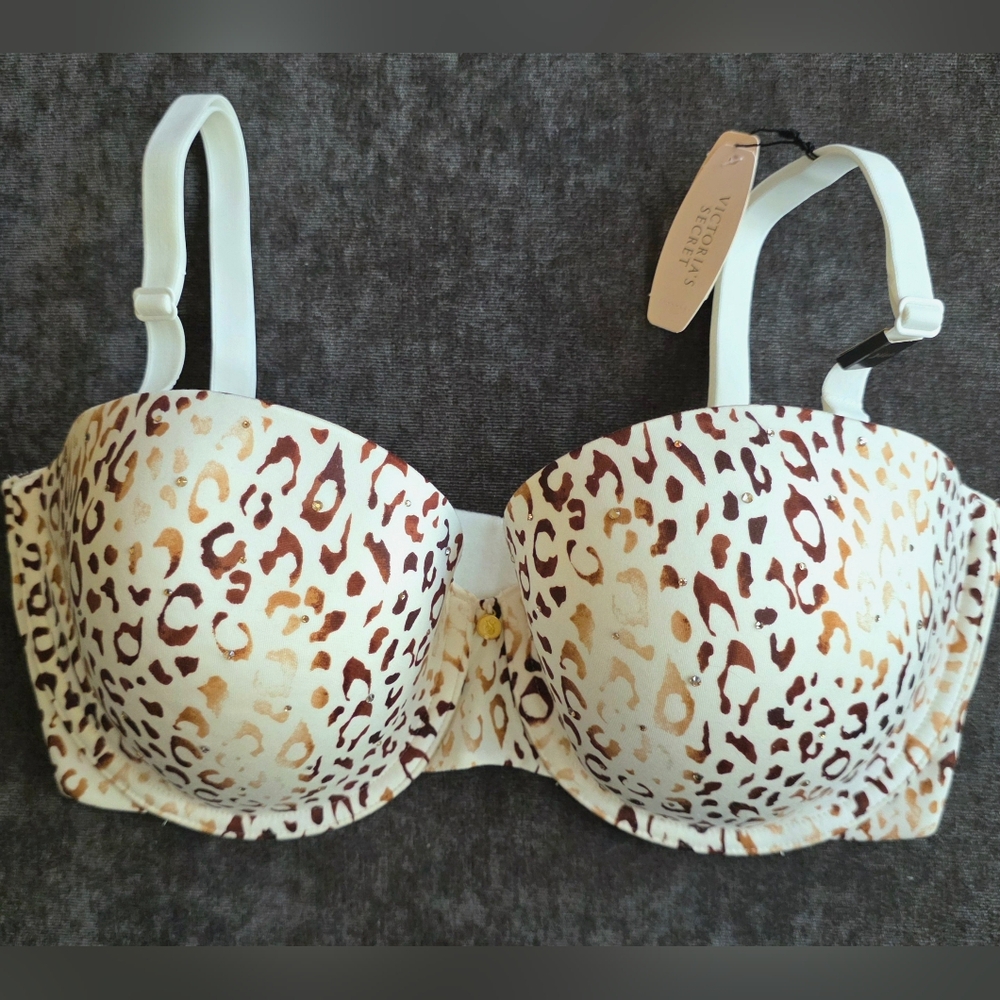 Victoria's Secret Bra Leopard Print with Rhinestones, 34DD
